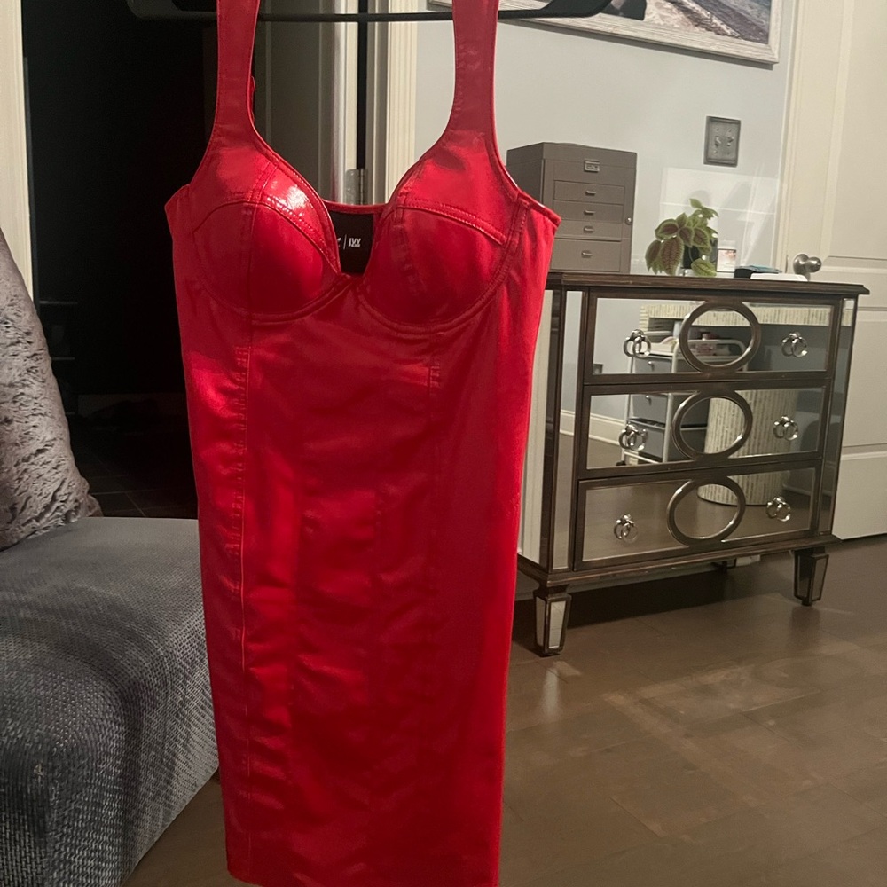 Adidas Red Satin Chemise with Sweetheart Neckline